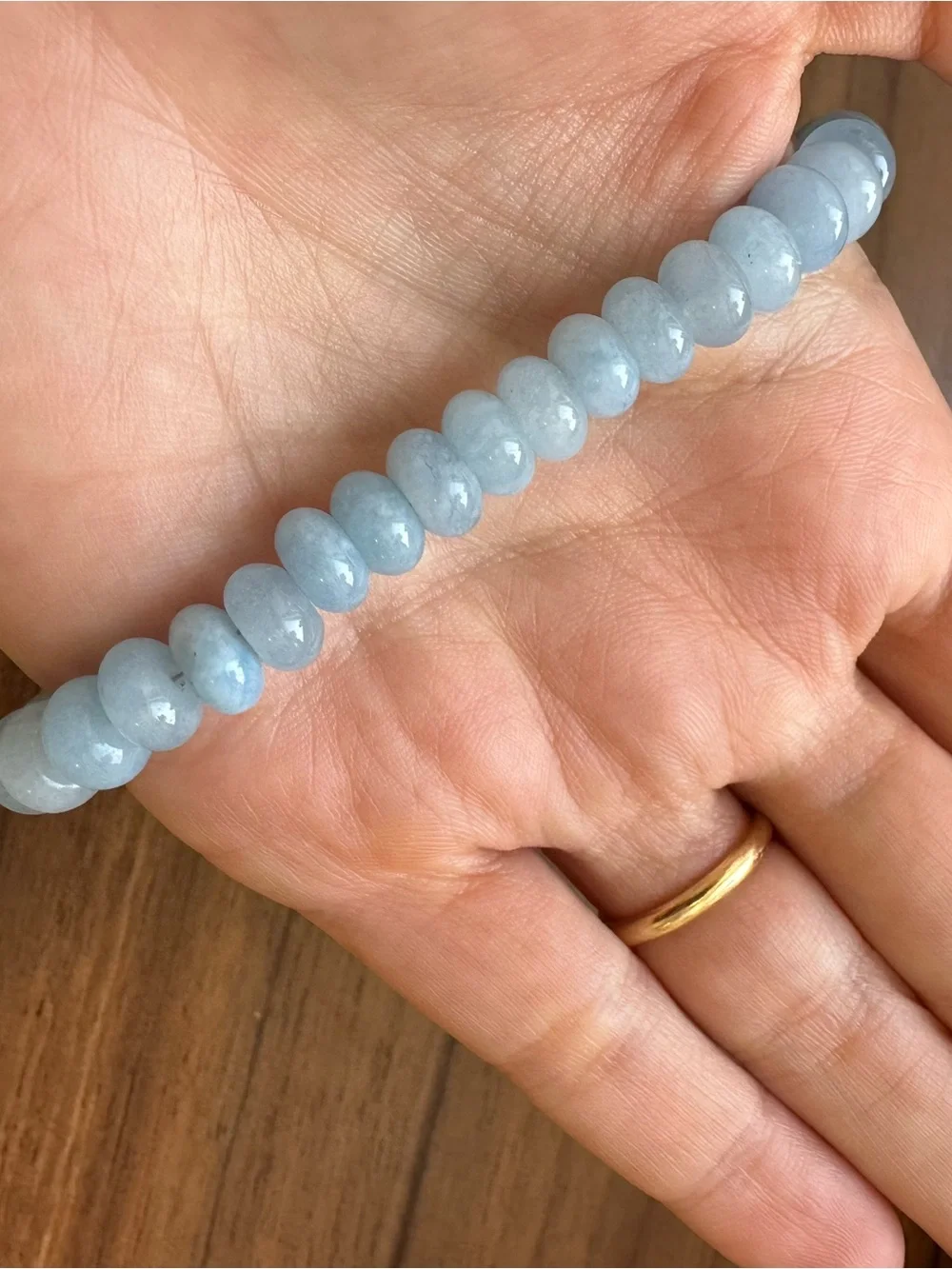Aquamarine quartz blue bead necklace - Picture 2 of 3